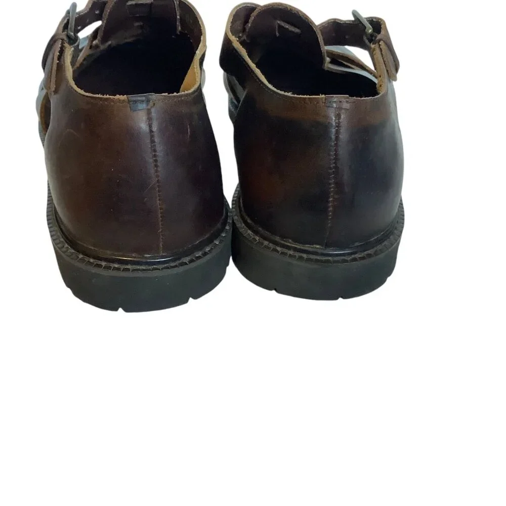 Vtg Stacy Adams Outdoor Brown‎ Leather Fisherman Sandals Men Size 12